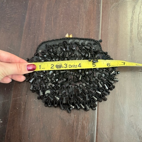 Vintage Black Beaded Clutch formal - Picture 5 of 6